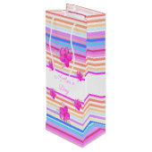 Helderroze Floral geaccentreerd Wijn Cadeautas (Achterkant Gekanteld)