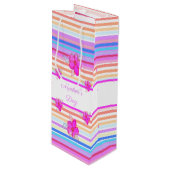 Helderroze Floral geaccentreerd Wijn Cadeautas (Voorkant Gekanteld)