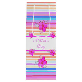 Helderroze Floral geaccentreerd Wijn Cadeautas