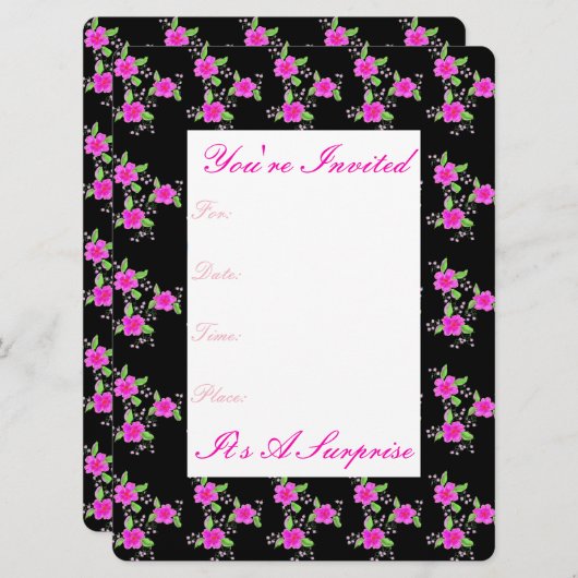 Helderroze Floral Kaart (Voorkant / Achterkant)