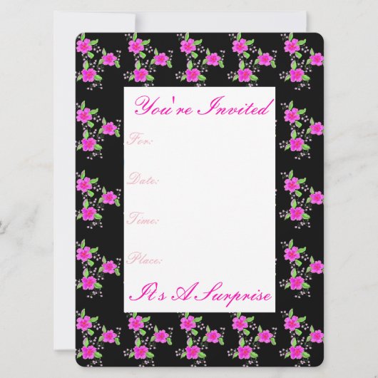 Helderroze Floral Kaart (Voorkant)