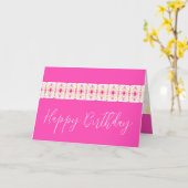 Helderroze Floral Kaart (Gele Bloem)