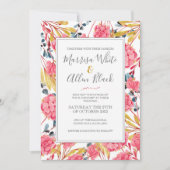 Helderroze Floral Pattern Kaart (Voorkant)