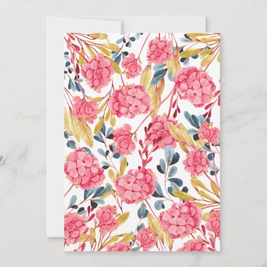 Helderroze Floral Pattern Kaart (Achterkant)