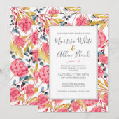 Helderroze Floral Pattern Kaart (Voorkant / Achterkant)