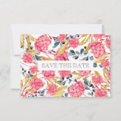 Helderroze Floral Pattern Save The Date (Achterkant)