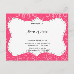 Helderroze Floral Pattern Uitnodiging Briefkaart