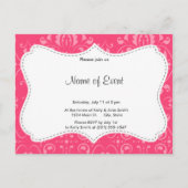 Helderroze Floral Pattern Uitnodiging Briefkaart (Voorkant)