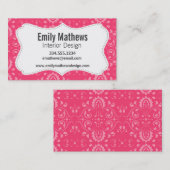 Helderroze Floral Pattern Visitekaartje (Voorkant / Achterkant)