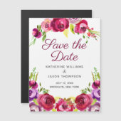 Helderroze Floral sla de datum van de magnetische  (Voorkant / Achterkant)