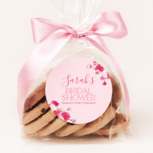 Helderroze Floral Vrijgezellenfeest Favor Tag Stic Ronde Sticker