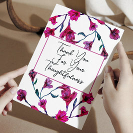 Helderroze Floral Waterverf Wedding Bedankkaart