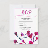 Helderroze Floral Waterverf Wedding RSVP Kaartje (Voorkant)