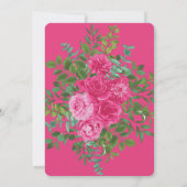 Helderroze Floral Wedding Invitations Kaart (Achterkant)