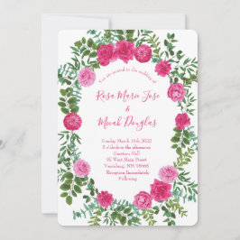 Helderroze Floral Wedding Invitations Kaart