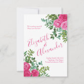 Helderroze Floral Wedding Save the Date Kaart (Voorkant)