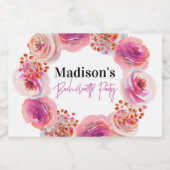 Helderroze Floral Wreath Bachelorette Sparkling Wijnetiket (Enkel label)