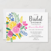 Helderroze florale waterverf vrijgezellenfeest kaart (Voorkant)