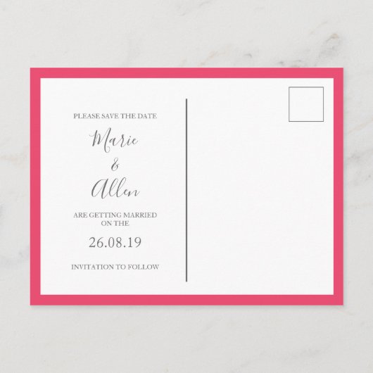 Helderroze Florals sla het Briefkaart Datum op (Achterkant)