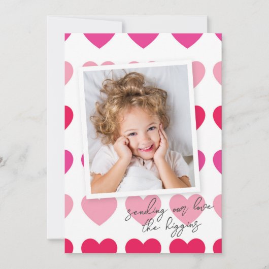 Helderroze foto-Valentijnsdag Feestdagenkaart (Voorkant)