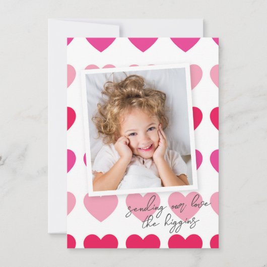 Helderroze foto-Valentijnsdag Notitiekaartje (Voorkant)