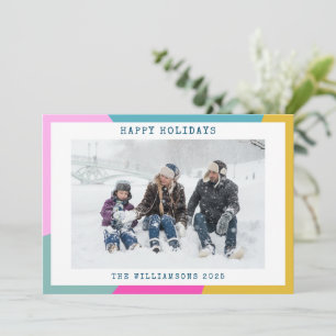 Helderroze foto van lichtroze Geometrische zonnest Feestdagenkaart