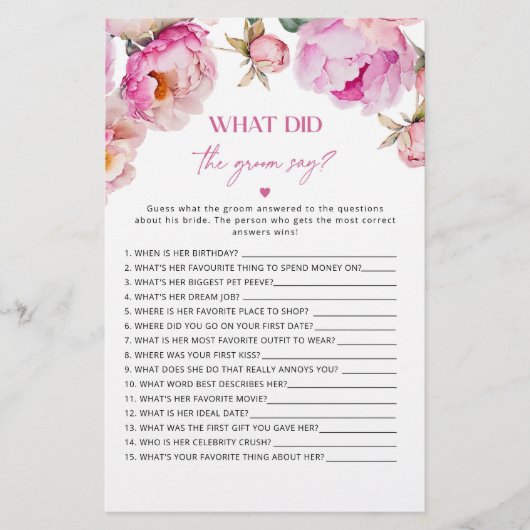 Helderroze fuchsia Wat zei de bruidegom spel (Voorkant)