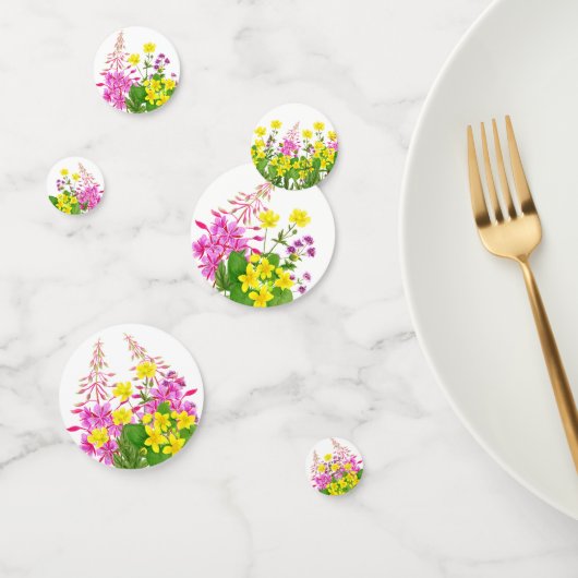 Helderroze geel Wildflower Baby shower Confetti (Groep)