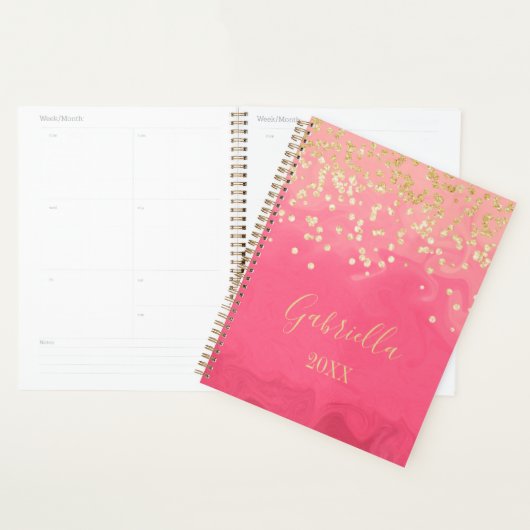 Helderroze gepersonaliseerde planner (Display)