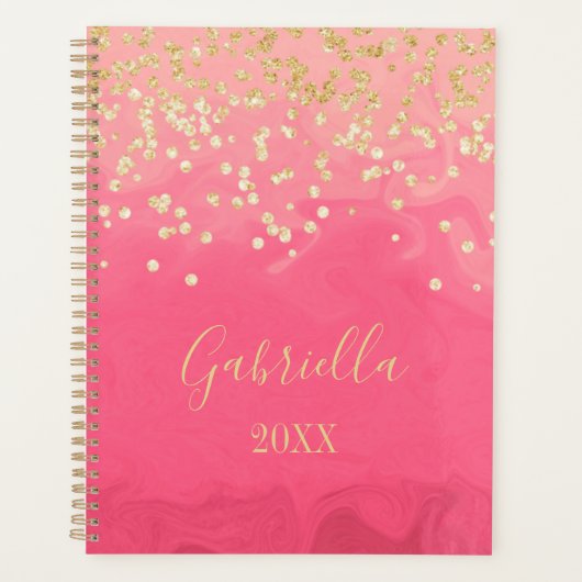 Helderroze gepersonaliseerde planner (Voorkant)