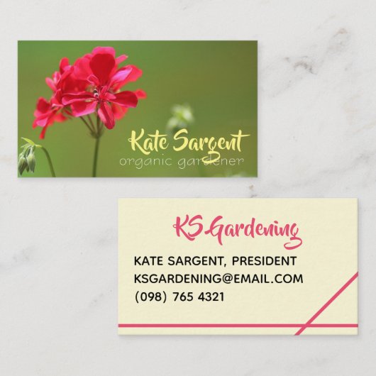 Helderroze geranium Visitekaartje (Voorkant / Achterkant)