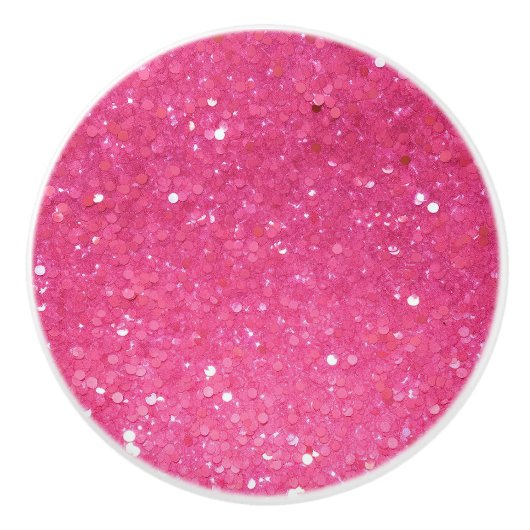 Helderroze Glitter Keramische Knop (Voorkant)