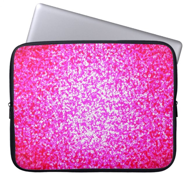 Helderroze glitter laptop sleeve (Voorkant)