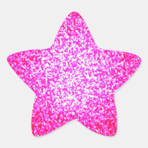 Helderroze glitter mode ster sticker