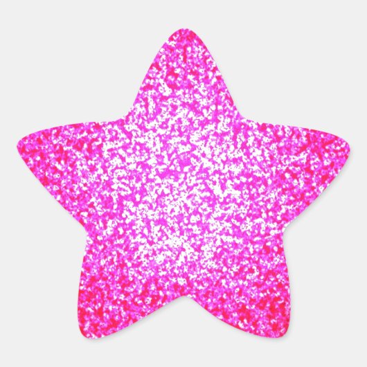 Helderroze glitter mode ster sticker (Voorkant)