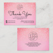 Helderroze Glitter Ombre klant Dank u Visitekaartje (Voorkant / Achterkant)