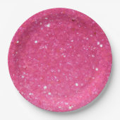 Helderroze Glitter Papieren Bordje (Voorkant)