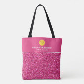 Helderroze Glitter Print Custom Pickleball Paddle Tote Bag (Achterkant)