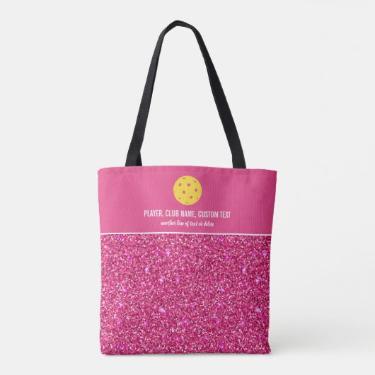 Helderroze Glitter Print Custom Pickleball Paddle Tote Bag (Achterkant)