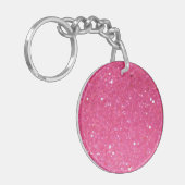 Helderroze Glitter Sleutelhanger (Voorkant Links)