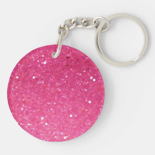 Helderroze Glitter Sleutelhanger (Achterkant)