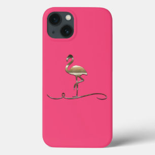 Helderroze Gold Flamingo Hoesje