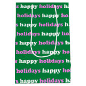 Helderroze groene kerstvakantie Preppy Schattige Medium Cadeauzakje (Achterkant)