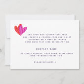 Helderroze harten Patroon Business Bedankkaart (Achterkant)