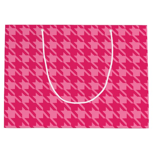 Helderroze houndstooth Gift Bag Large Cadeautasje (Voorkant)