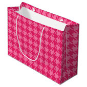 Helderroze houndstooth Gift Bag Large Cadeautasje (Voorkant Gekanteld)