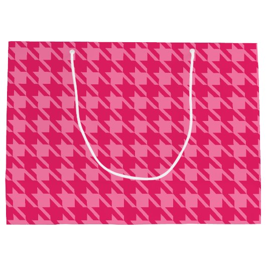 Helderroze houndstooth Gift Bag Large Cadeautasje (Achterkant)