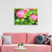 Helderroze hydrangeas canvas afdruk (Insitu (Woonkamer))