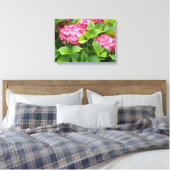 Helderroze hydrangeas canvas afdruk (Insitu (Slaapkamer))