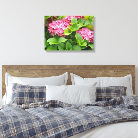Helderroze hydrangeas canvas afdruk (Insitu (Slaapkamer))